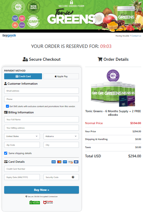 Tonic Greens-Secure-Checkout
